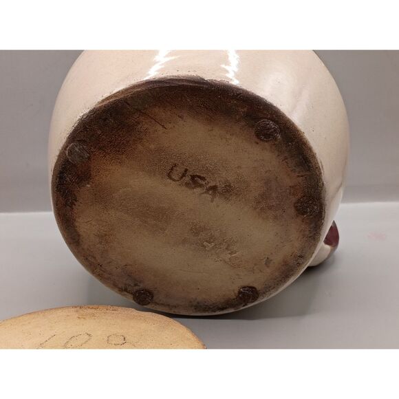 Antique Small Bean Pot Single Handle Stoneware Crock Brown Cream USA Crockery - Picture 11 of 15